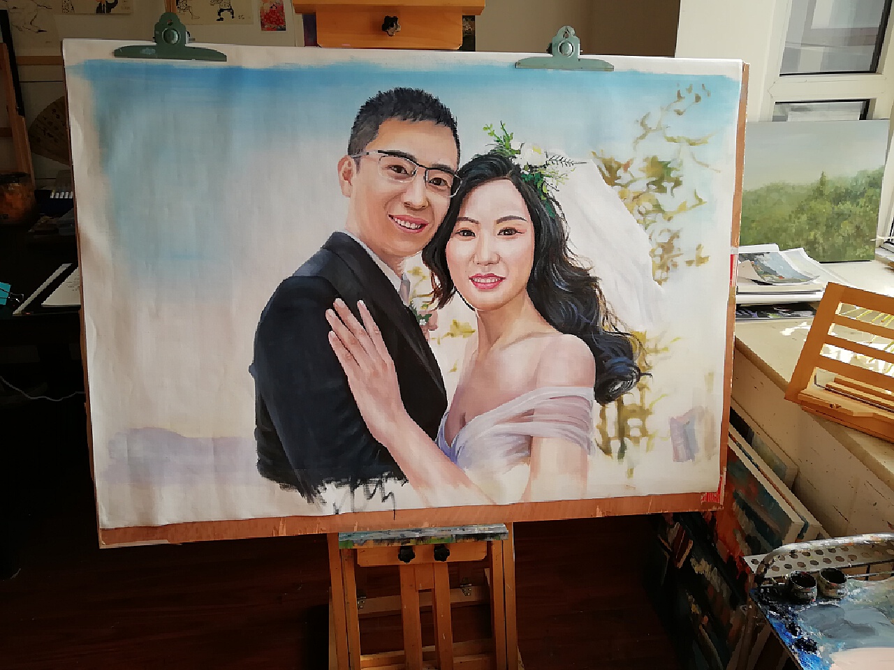 油画背景的婚纱照图片素材-编号15931239-图行天下