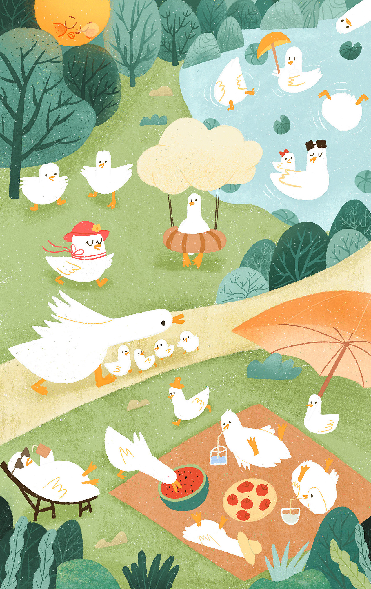 鸭子郊游记|插画|创作习作|千一禾_原创作品-站酷zcool