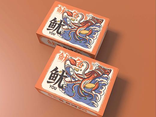 复古海鲜鱿鱼插画包装