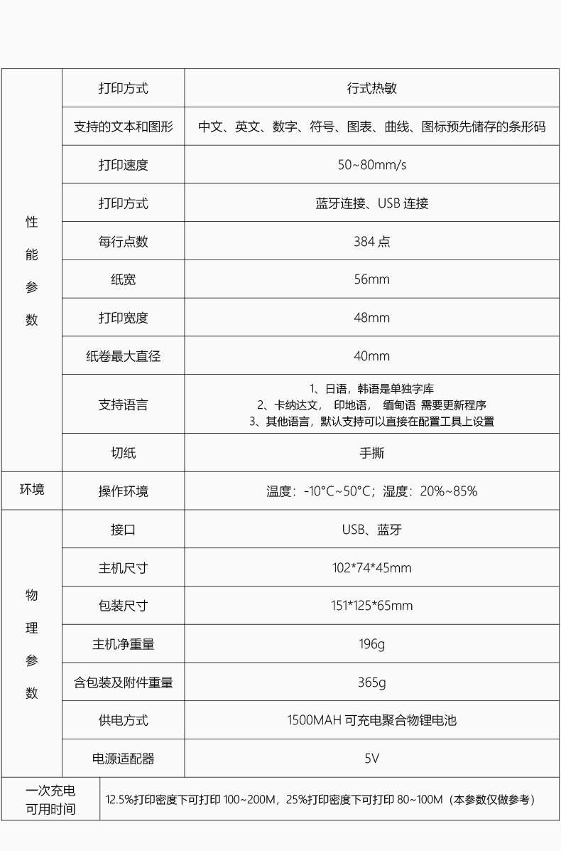 优库 手持蓝牙小票打印机 便携式热敏58m小票机 58HB6