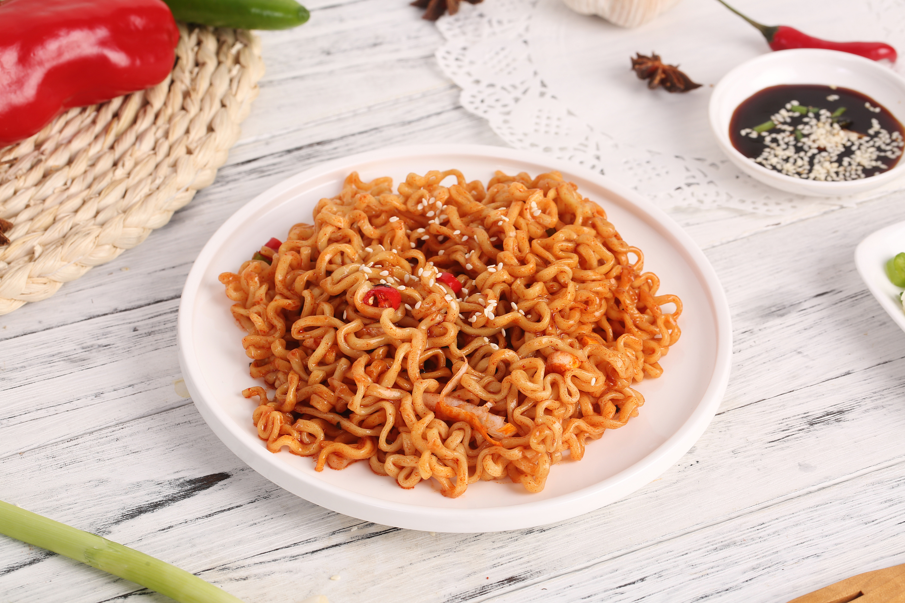 火鸡面,泡菜食品拍摄