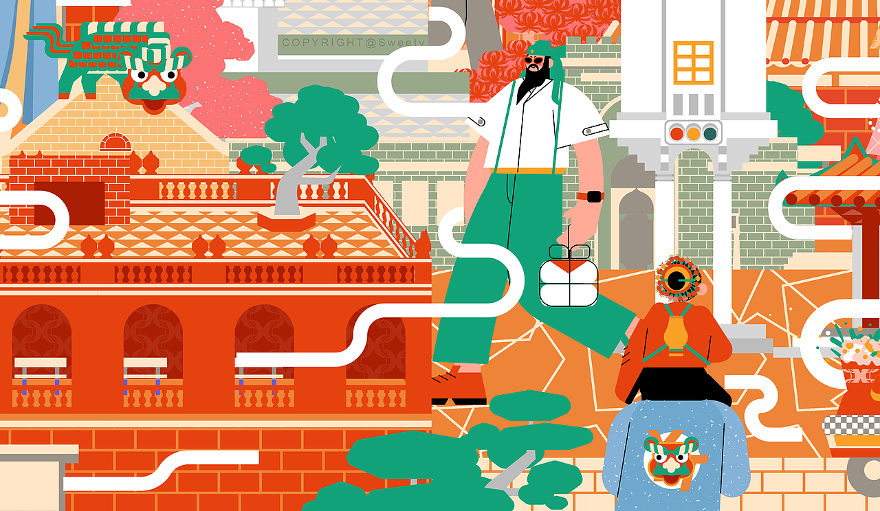 泉州城市ip插画——半城烟火半城仙