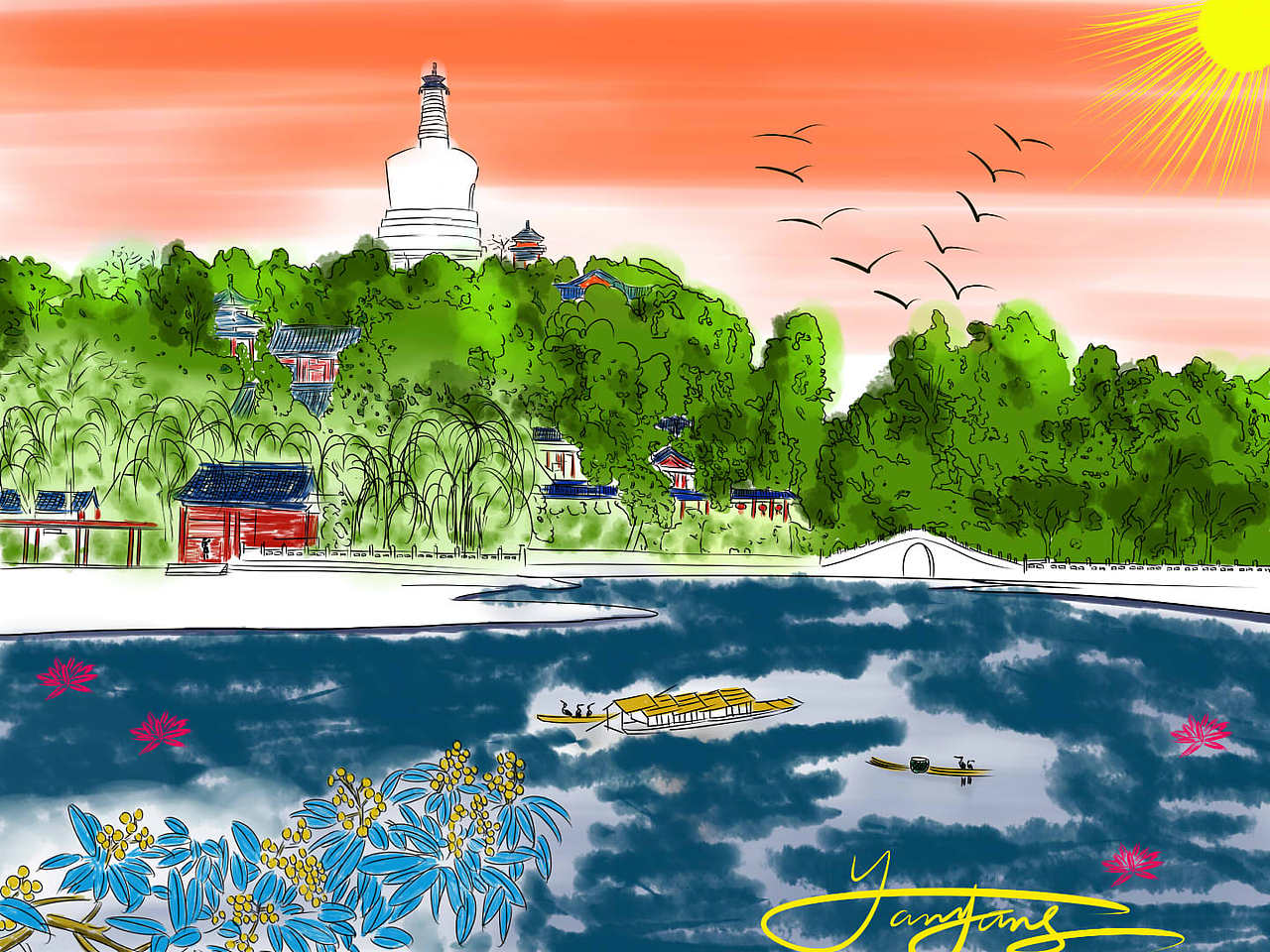 北海游玩（图ZMTQ2MjIyODEy） - 创作习作 - 站酷设计师水中风原创素材 - 站酷ZCOOL