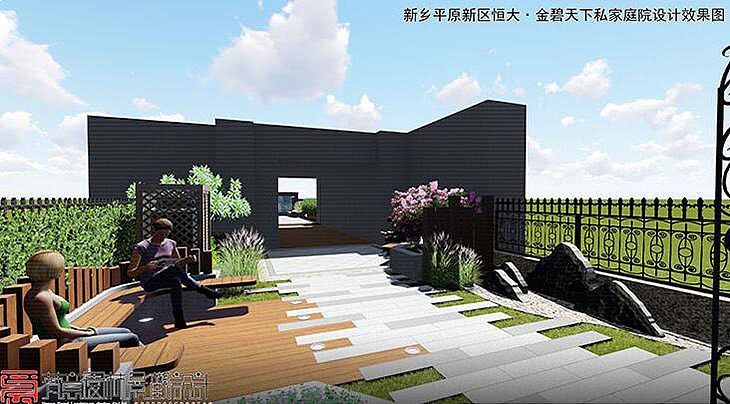 新乡庭院设计,恒大金碧天下别墅庭院设计,新乡别墅庭院设计