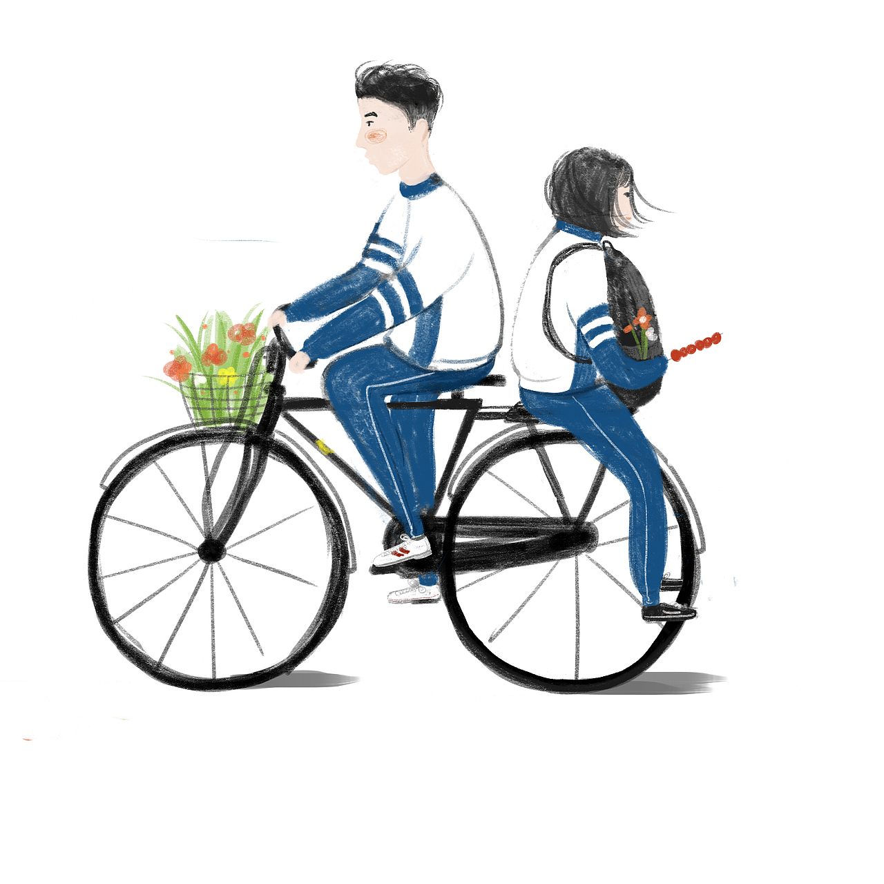 你自行车后座的人，现在在哪里呢（图ZNDkyNzUzNzY=） - 艺术插画 - 站酷设计师懿灵原创素材 - 站酷ZCOOL