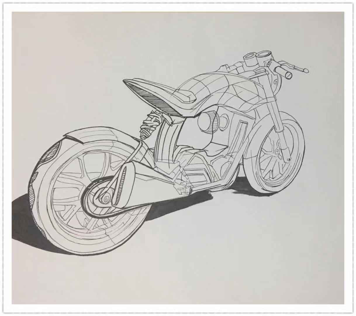 立体摩托车简笔画画法图片步骤（公园图画作品儿童画） - 有点网 - 好手艺