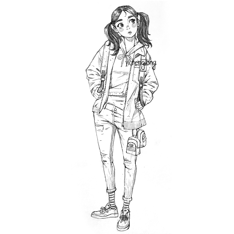 卡通人物速写插画