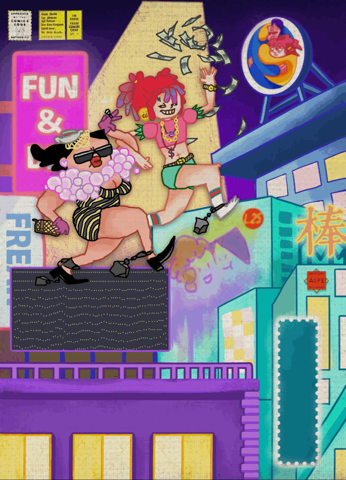 FUNFUN&DEBBIE·卖梦姊妹（图ZMTA5NDA2NDE2） - 艺术插画 - 站酷设计师何磨叽原创素材 - 站酷ZCOOL