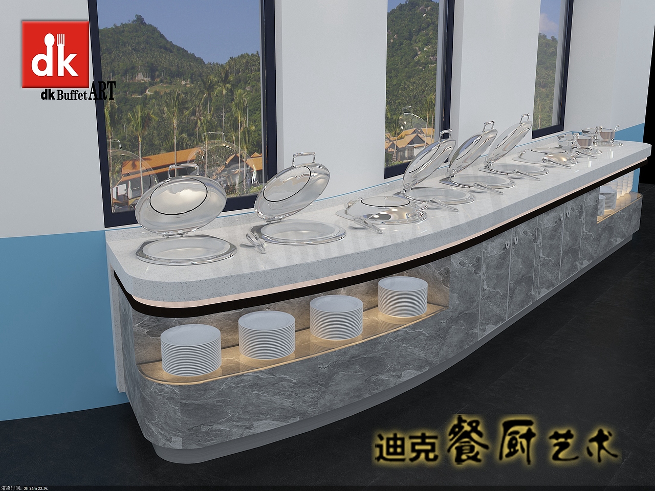 迪克大理石岩板自助餐台设计酒店自助设备定制自助餐