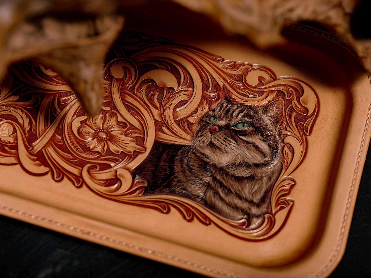 革也皮雕永远的观复猫花肥肥