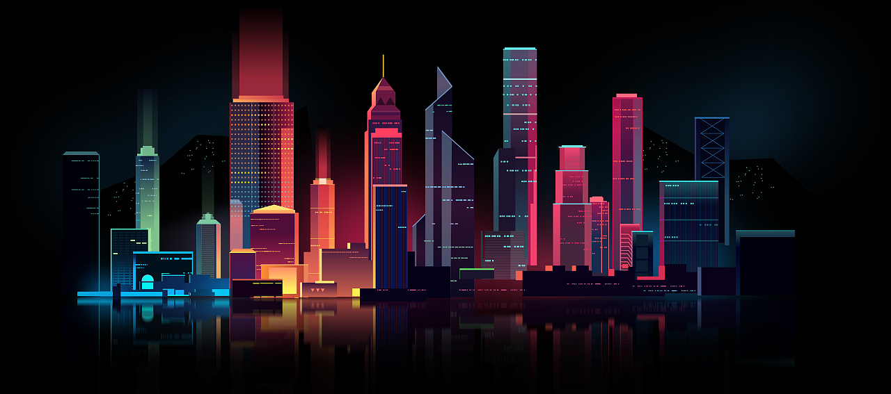 城市夜景渐变（图ZMTk4NjY3MjMy） - 创作习作 - 站酷设计师小白了兔原创素材 - 站酷ZCOOL