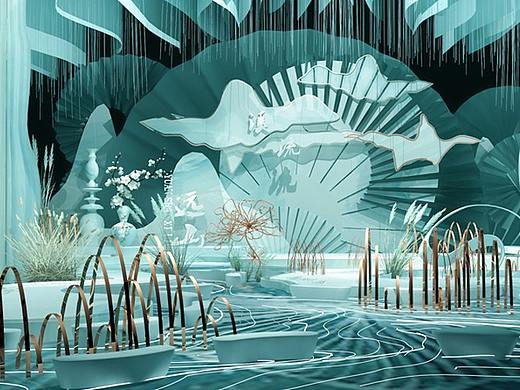 3D婚礼设计作品—新中式—远山溪流