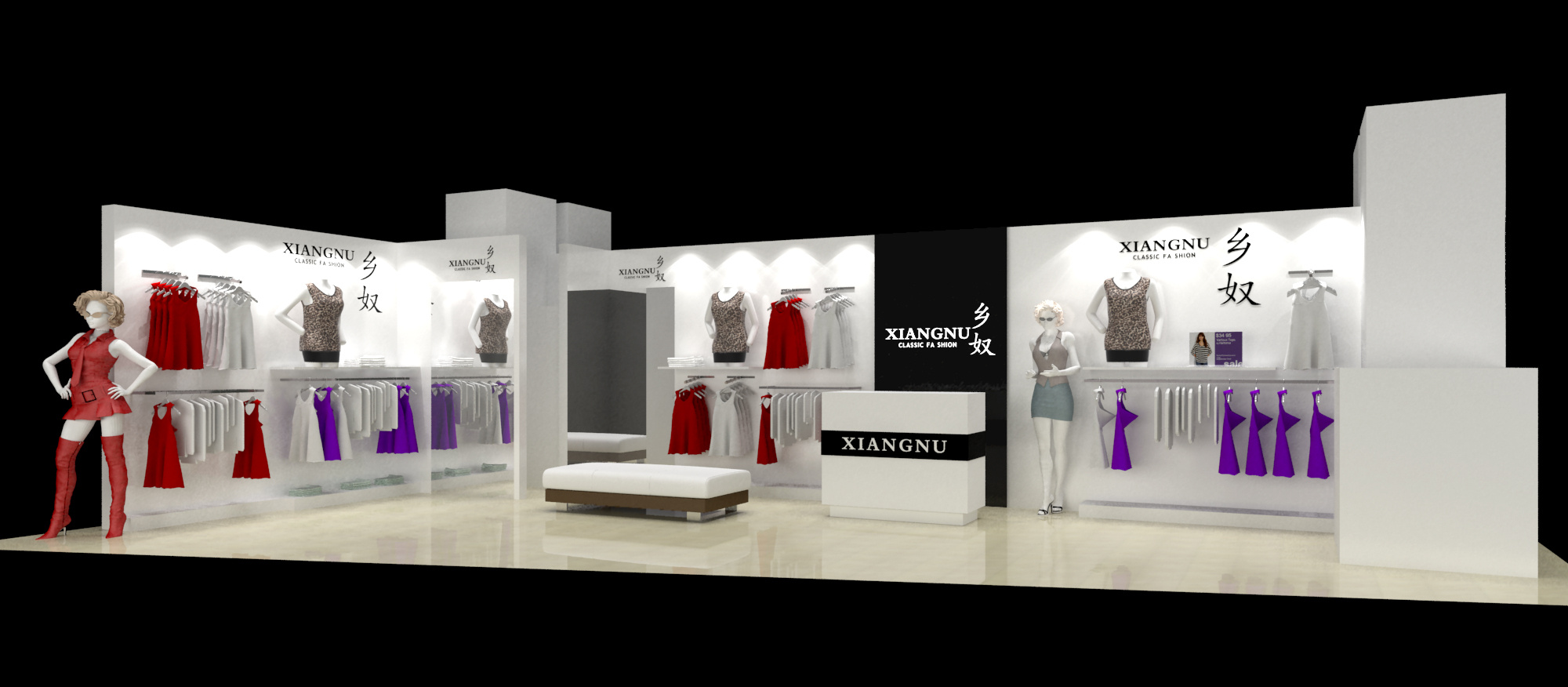 乡奴品牌服饰店商场门店装饰设计效果图