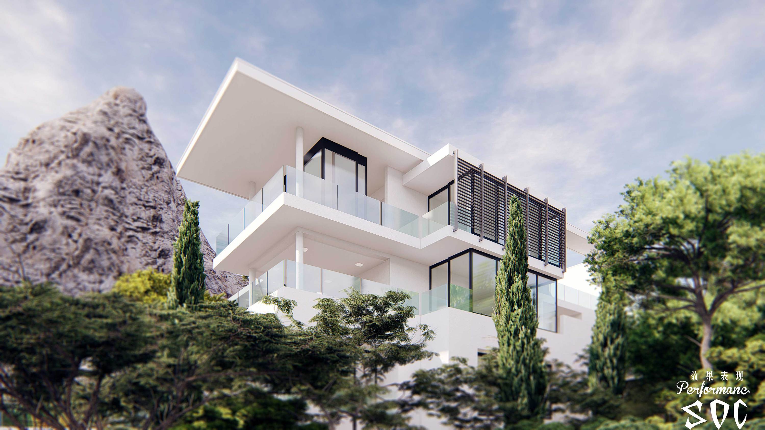 [浙江]新中式-山地别墅公寓+整体模型2020-sketchup模型-筑龙渲染表现论坛