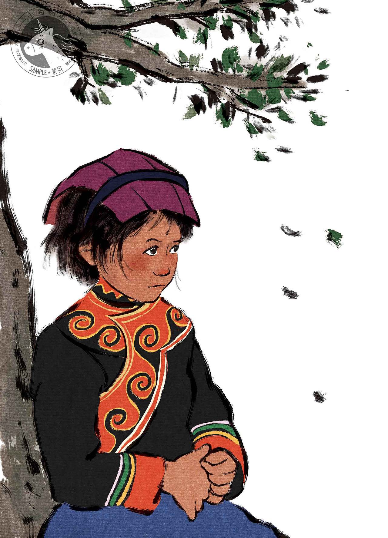 山岗上的索玛花儿童插画