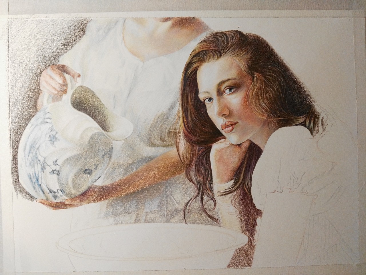 写实彩铅作品《融》