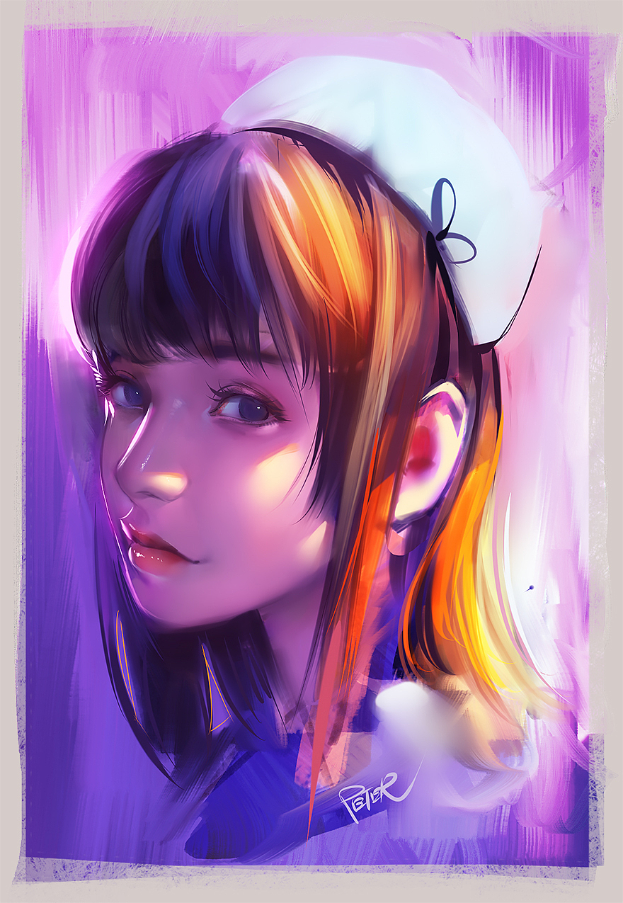 今晚把这个图画完了，挺二次元的姑娘~~~~ ​​​​（图ZMTAzNTA1MzYw） - 商业插画 - 站酷设计师Peter肖吉原创素材 - 站酷ZCOOL