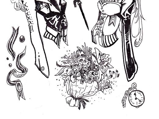 原创黑白儿童贴纸插画动物拟人
