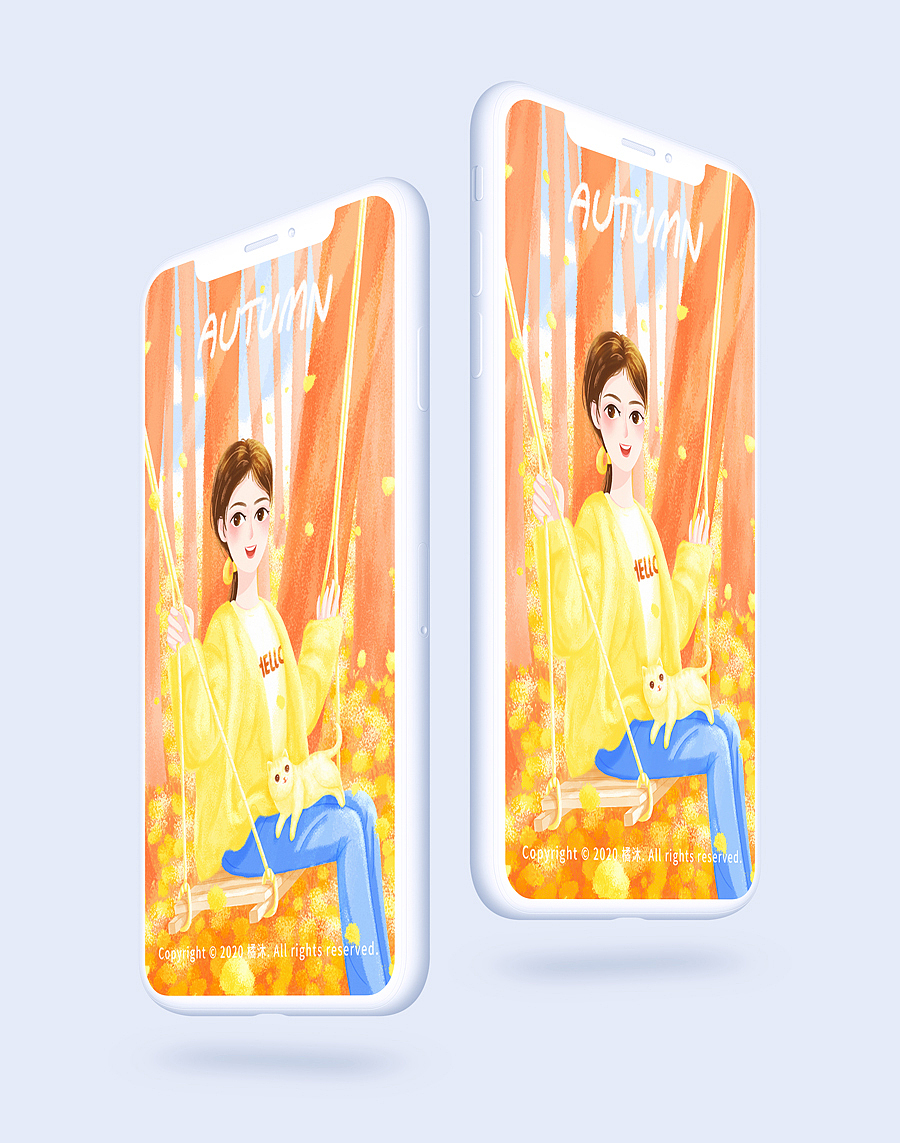 荡秋千的女孩插画（图ZMjMxNjE2MDAw） - 创作习作 - 站酷设计师橘沐原创素材 - 站酷ZCOOL