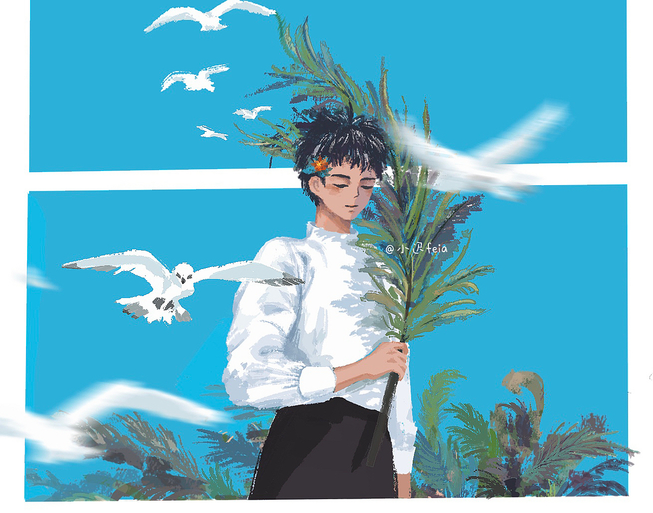 原创插画治愈系少年（图ZMzMyNTI2OTg0） - 艺术插画 - 站酷设计师小迟feia原创素材 - 站酷ZCOOL