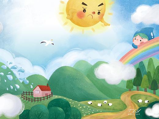 课本插画_顽皮的小雨点(已商用)