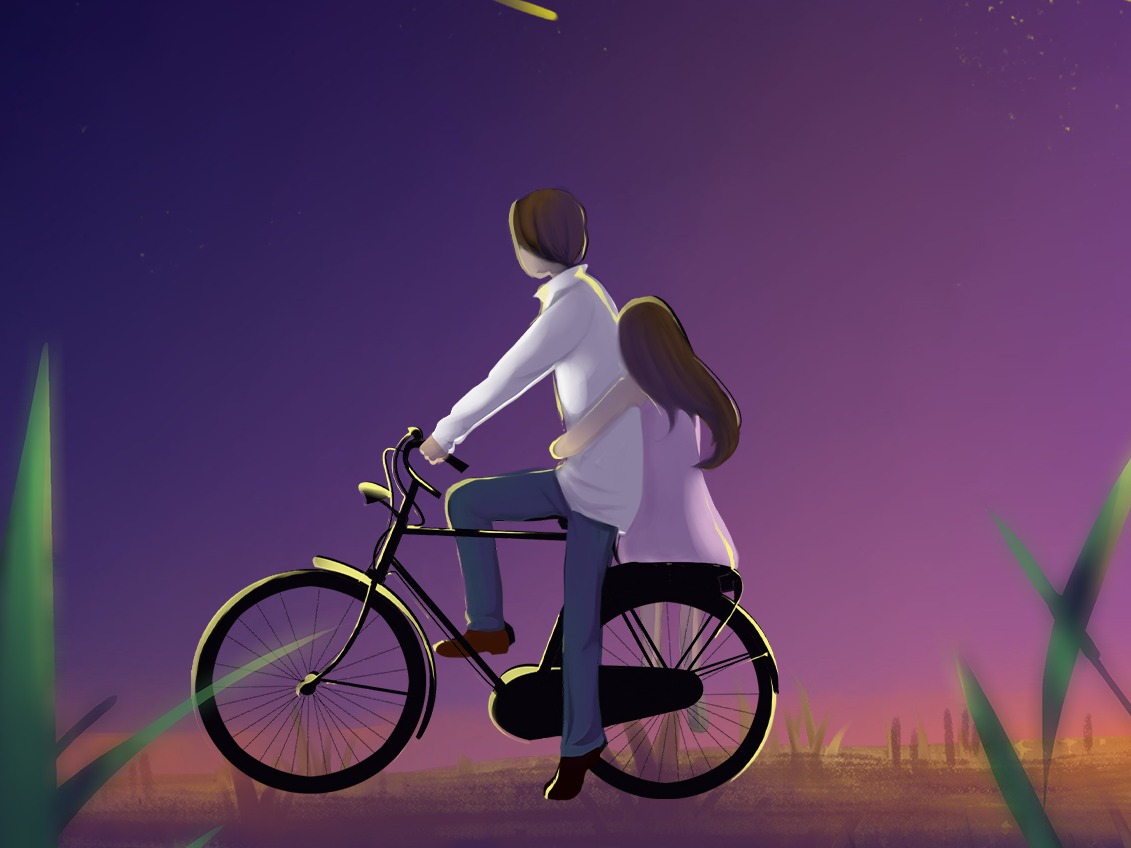 简单爱，动漫情侣骑单车唯美图片，卡通情侣… - 堆糖，美图壁纸兴趣社区