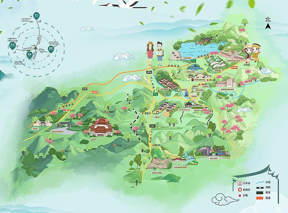 杭州手绘地图旅游地图景点导航图智能导览设计制作