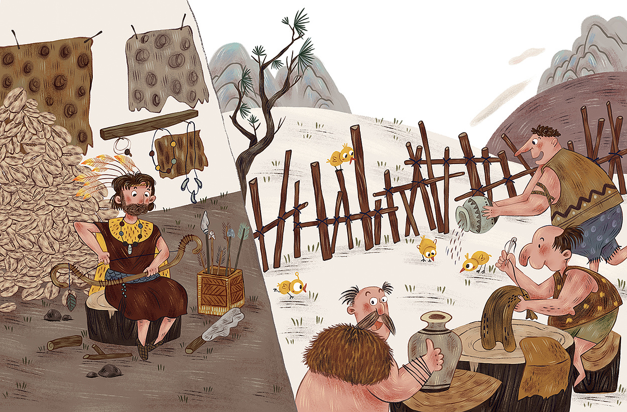 原始部落系列儿童绘本4|插画|绘本|哇哇哇儿插 - 原创作品 - 站酷