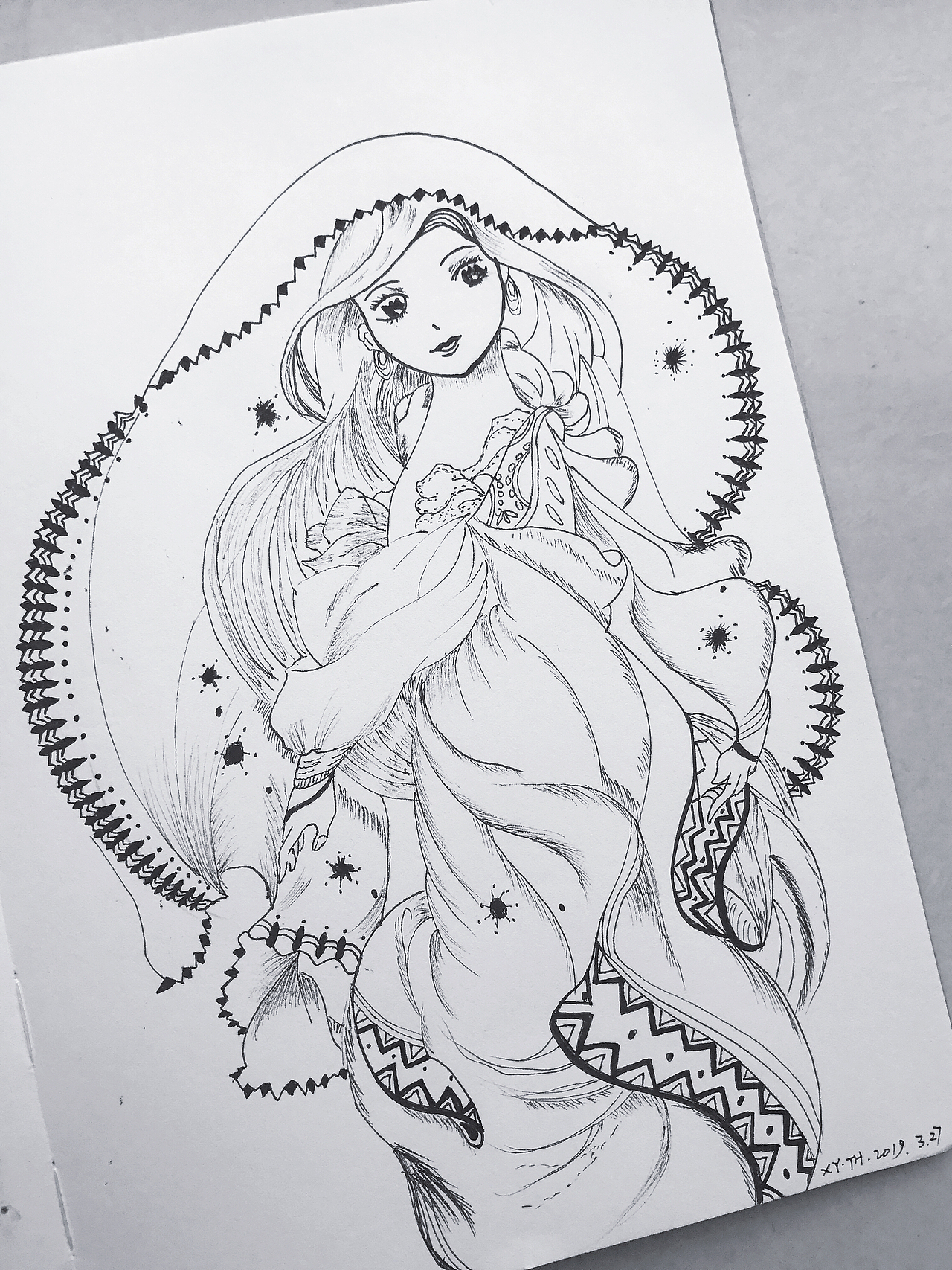 针管笔、彩铅作品【四】（图ZMTY1Nzk0OTQ0） - 创作习作 - 站酷设计师英子手绘插画控原创素材 - 站酷ZCOOL