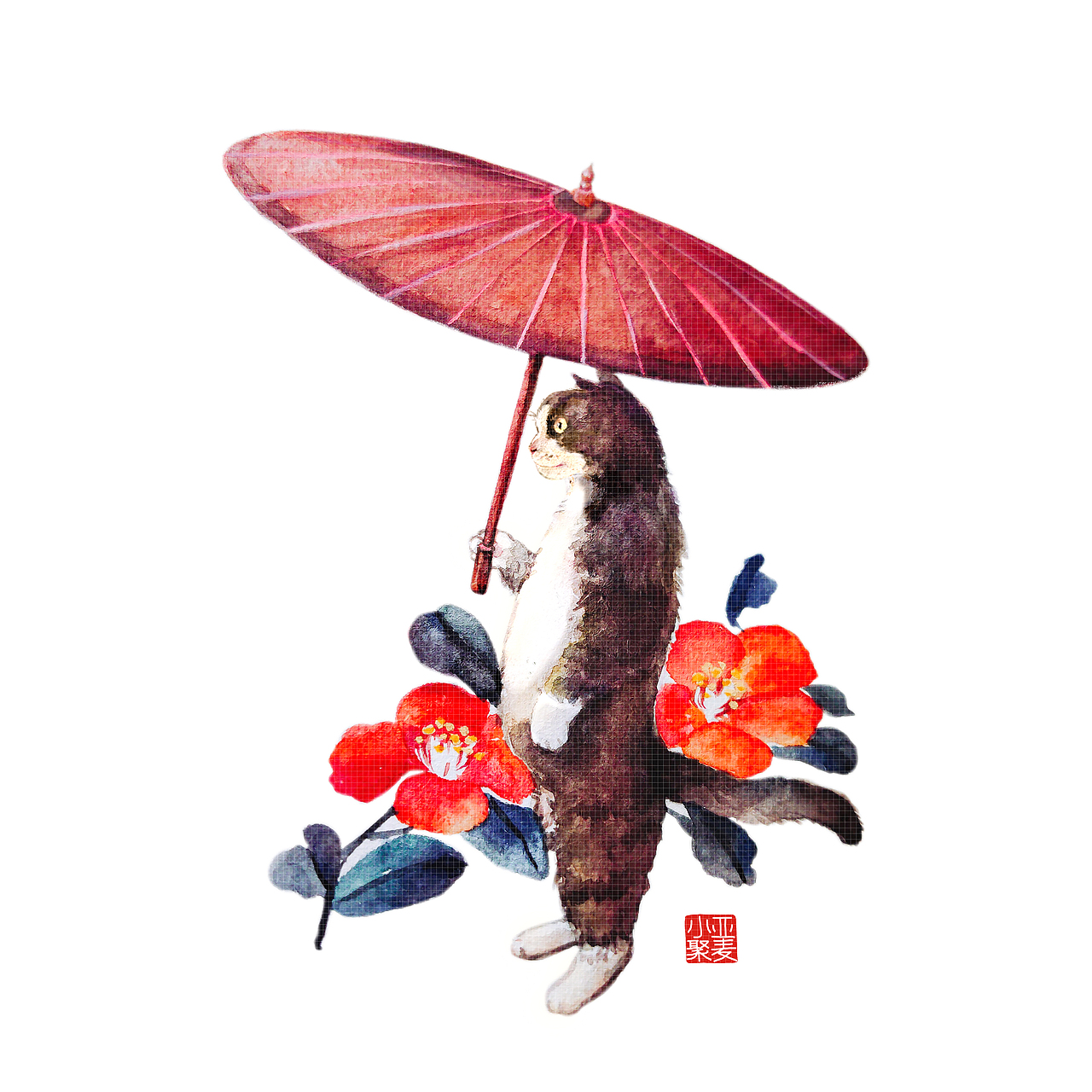 烹茶泼墨赋诗篇，读书听雨问自然。原创国风小懒猫。（图ZMTkyMzQ3MTE2） - 商业插画 - 站酷设计师亚麦小聚原创素材 - 站酷ZCOOL