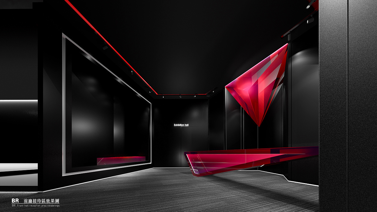 科技感展厅红色搭配未来感潮流买手店衣帽潮牌炫酷空间