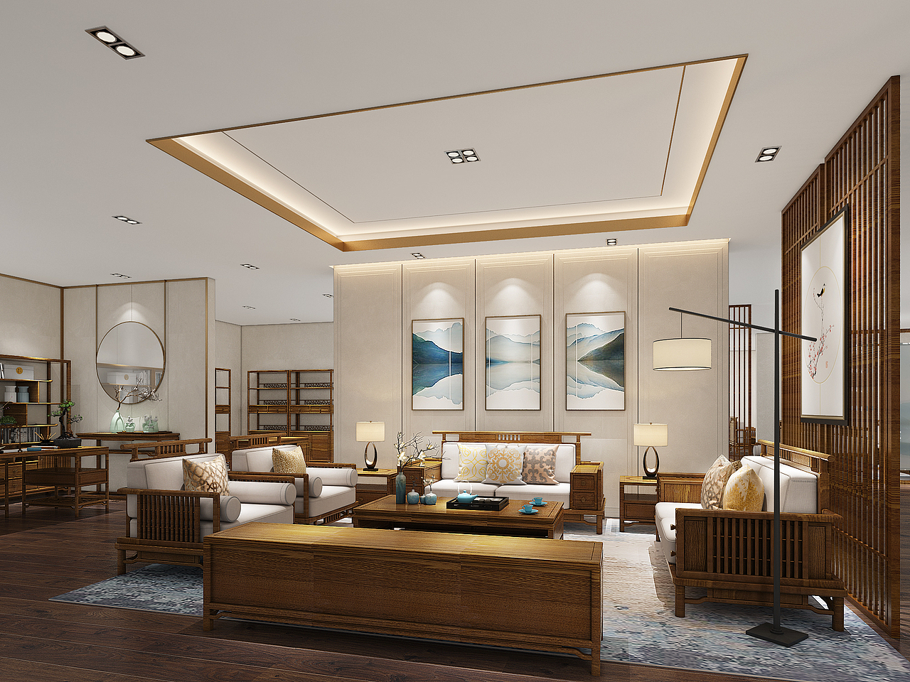 新中式展厅（图ZMTEyMDgyNzY4） - 家装设计 - 站酷设计师好一个色计师原创素材 - 站酷ZCOOL