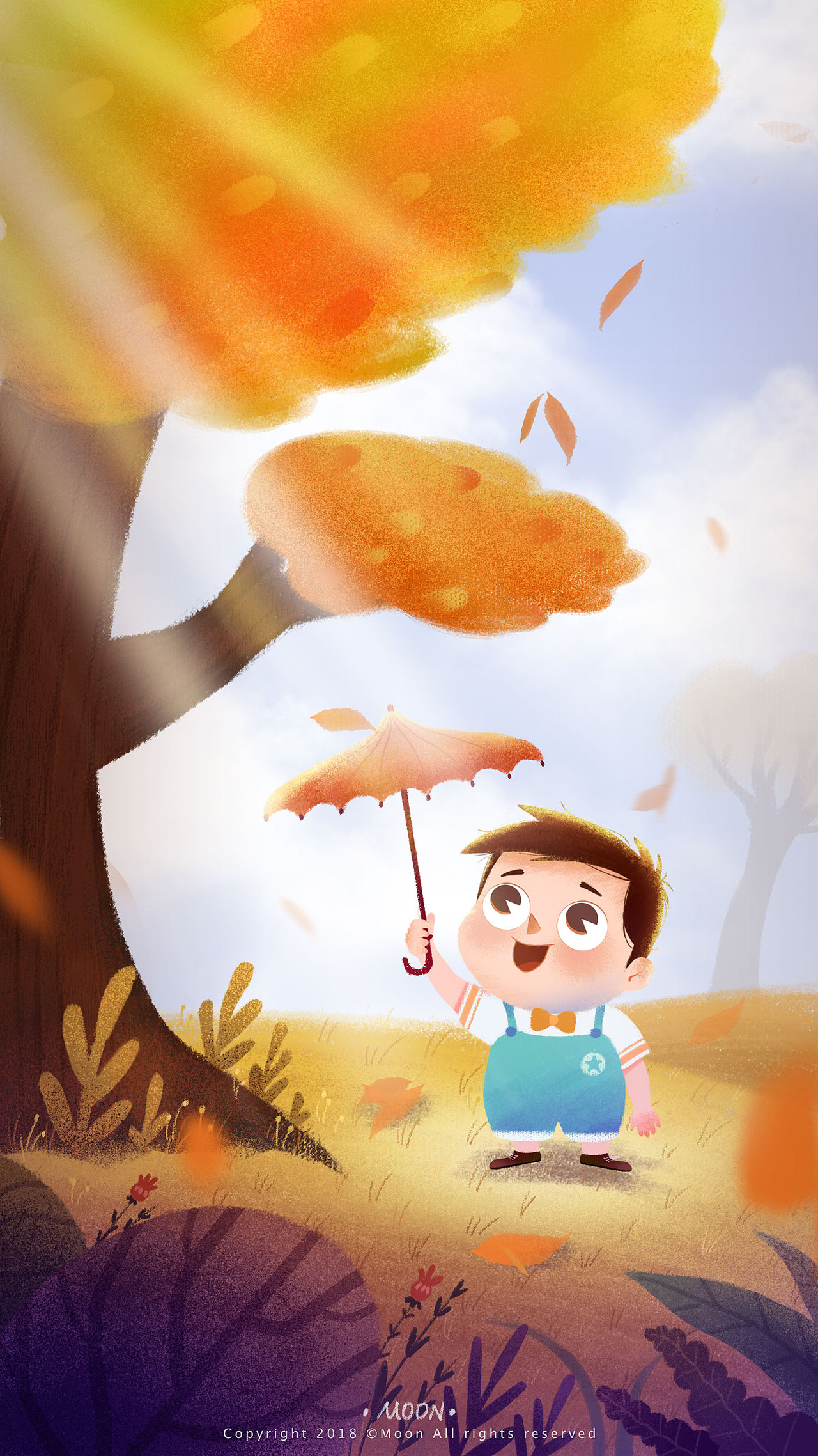 秋意（图ZMTA3MzA2NDE2） - 儿童插画 - 站酷设计师MOON儿童插画原创素材 - 站酷ZCOOL