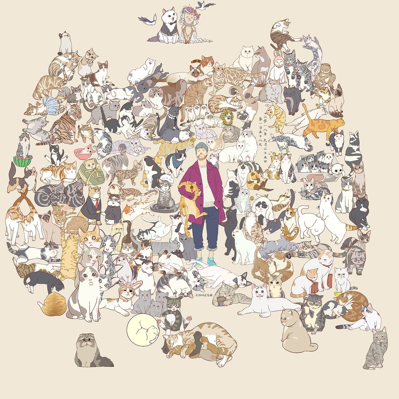 吸猫的日更-第三季 吸猫199天了。（图ZMTMxNzcyNTIw） - 艺术插画 - 站酷设计师喵画师华子原创素材 - 站酷ZCOOL