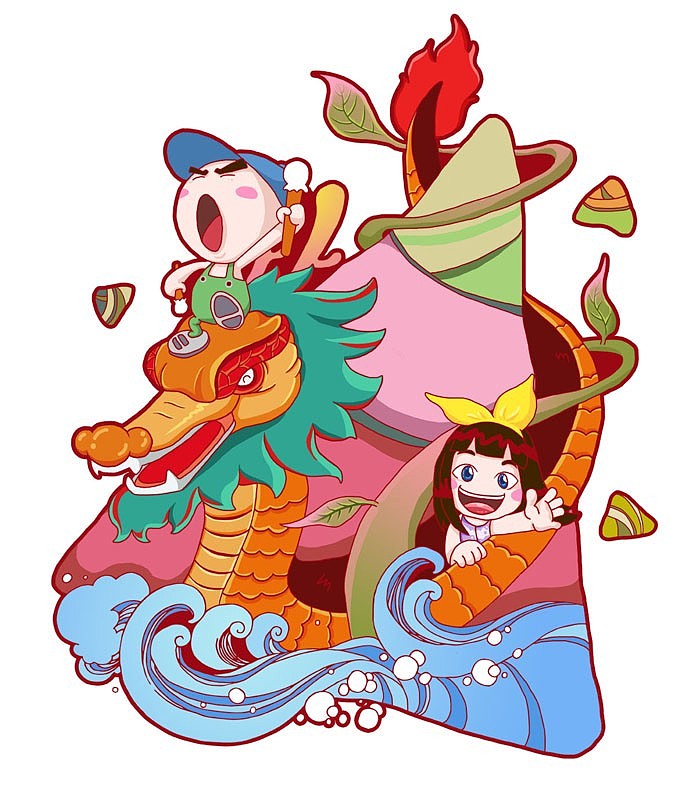 【插画】端午节（图ZMTYxNTM4Mjc2） - 创作习作 - 站酷设计师年糕小青原创素材 - 站酷ZCOOL