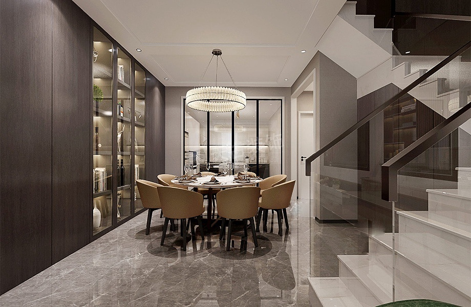 金科中央御院装修|叠拼别墅现代简约设计|茶园天古装饰