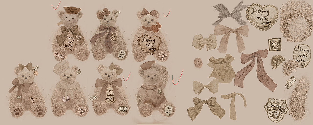 给rock baby设计的衣服印花纹样-泰迪熊（图ZMjA5OTU2MTQ4） - 其他服装 - 站酷设计师樊安安原创素材 - 站酷ZCOOL