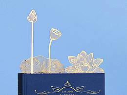 《荷韵》黄铜电镀18K金艺术书签