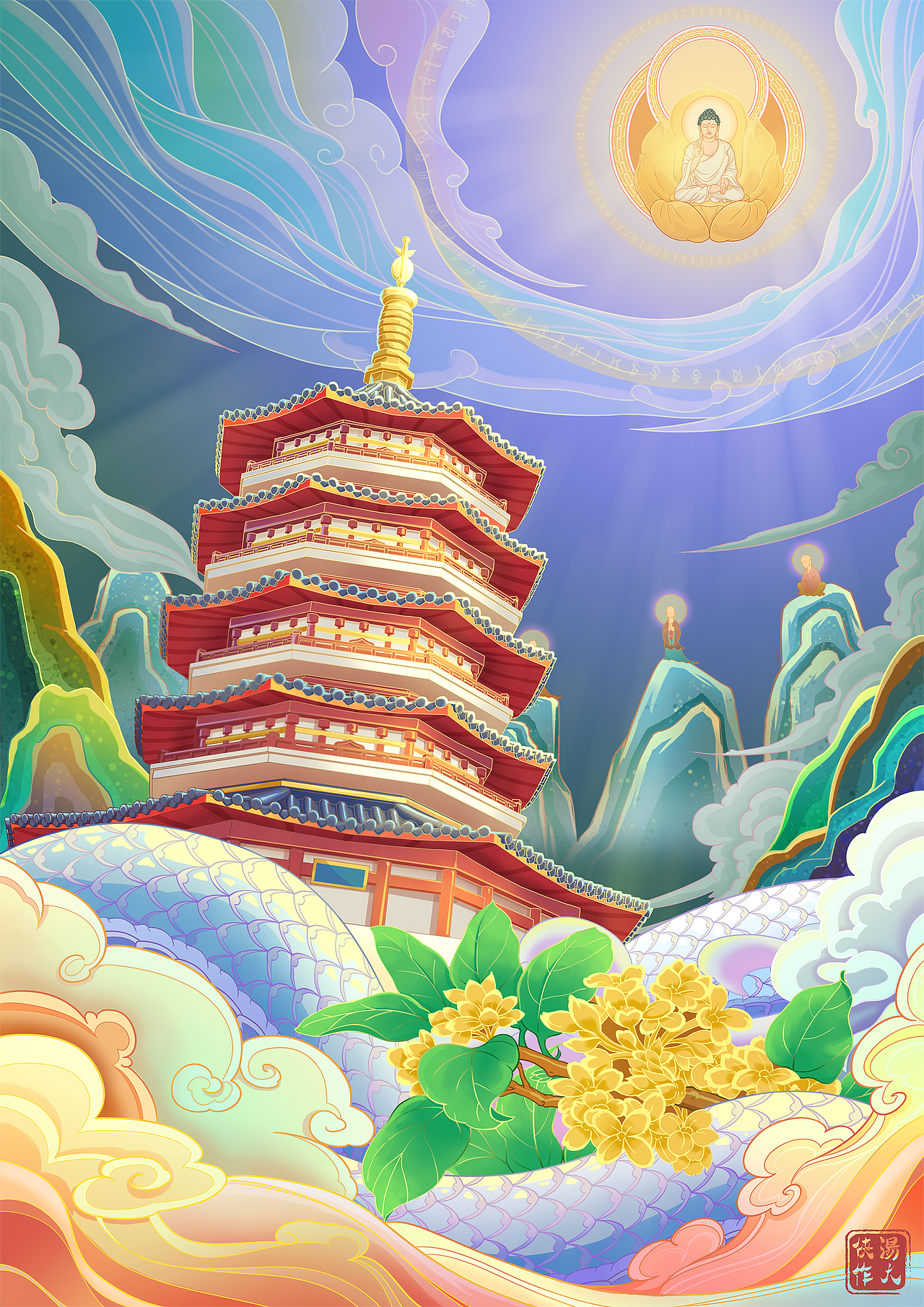 古典名胜建筑杭州雷峰塔