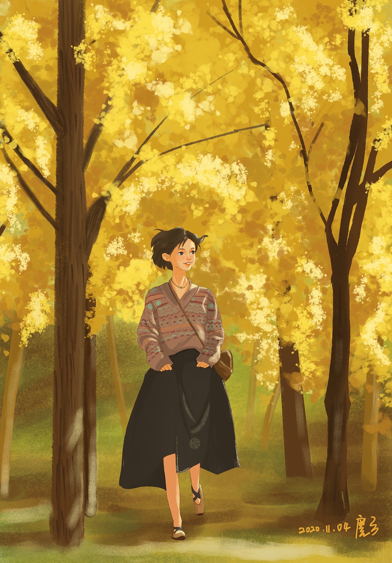 0原创作品插画创作习作生活小漫画魔芳的画厚涂人物系列28魔芳的画魔