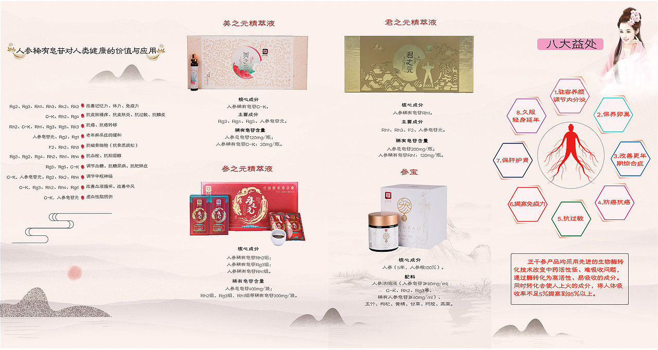 中国风公司折页画册四折页产品介绍人参稀有皂苷（图ZMTA4MDk1ODQ0） - 宣传物料 - 站酷设计师过龙蒋原创素材 - 站酷ZCOOL