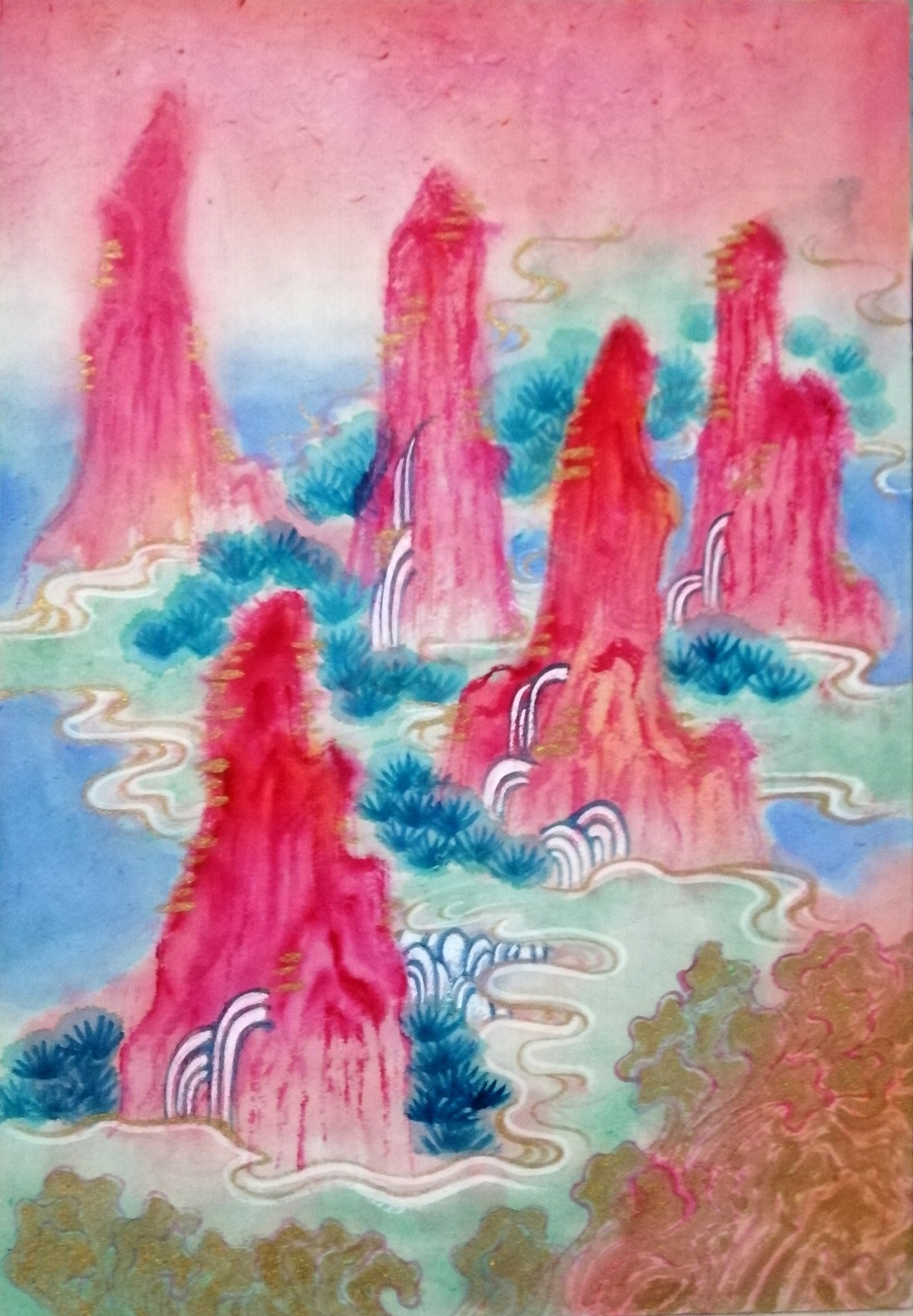 《仙山图》绘制过程