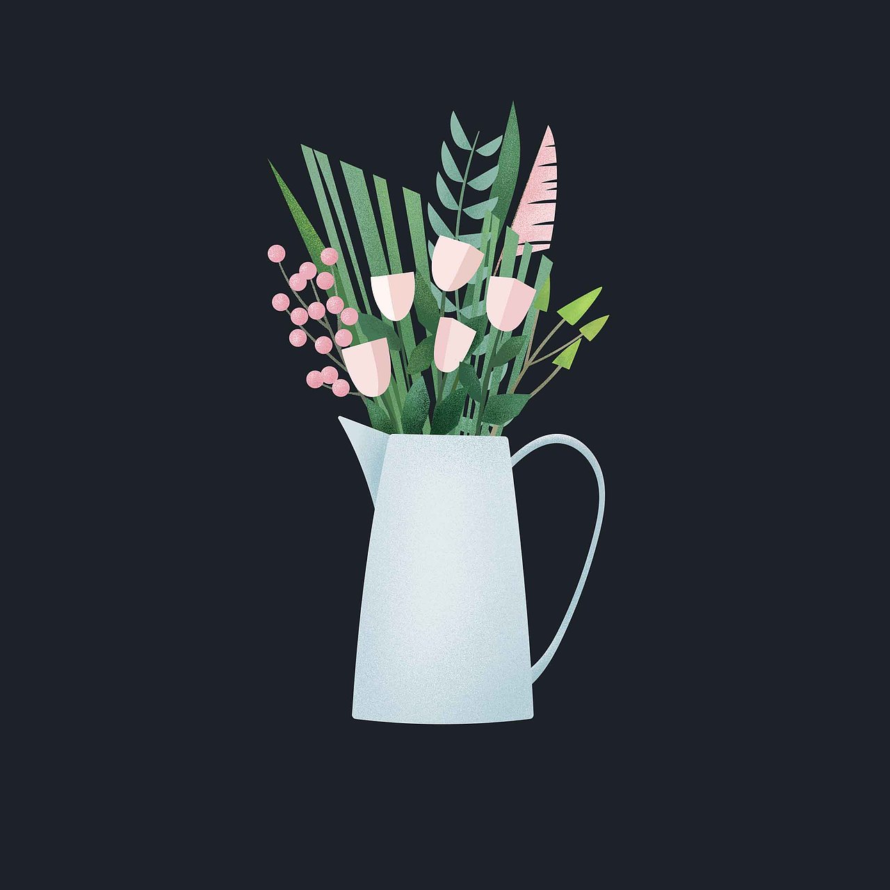 【原创插画】几何风植物花草系列