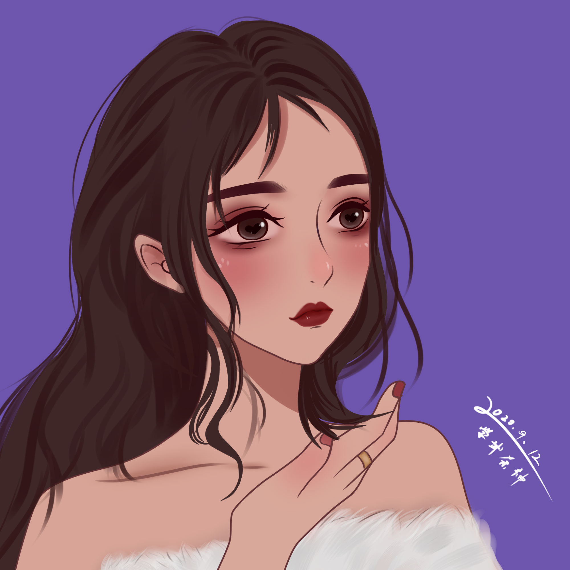 手绘头像插画简单板绘可爱头像