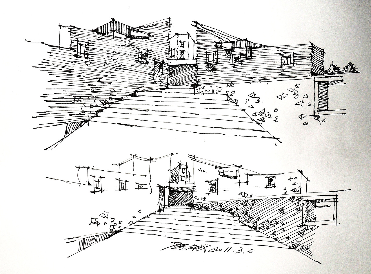 景观手绘线稿（图ZNDczMDU1Mg==） - 商业插画 - 站酷设计师对流层漂浮原创素材 - 站酷ZCOOL