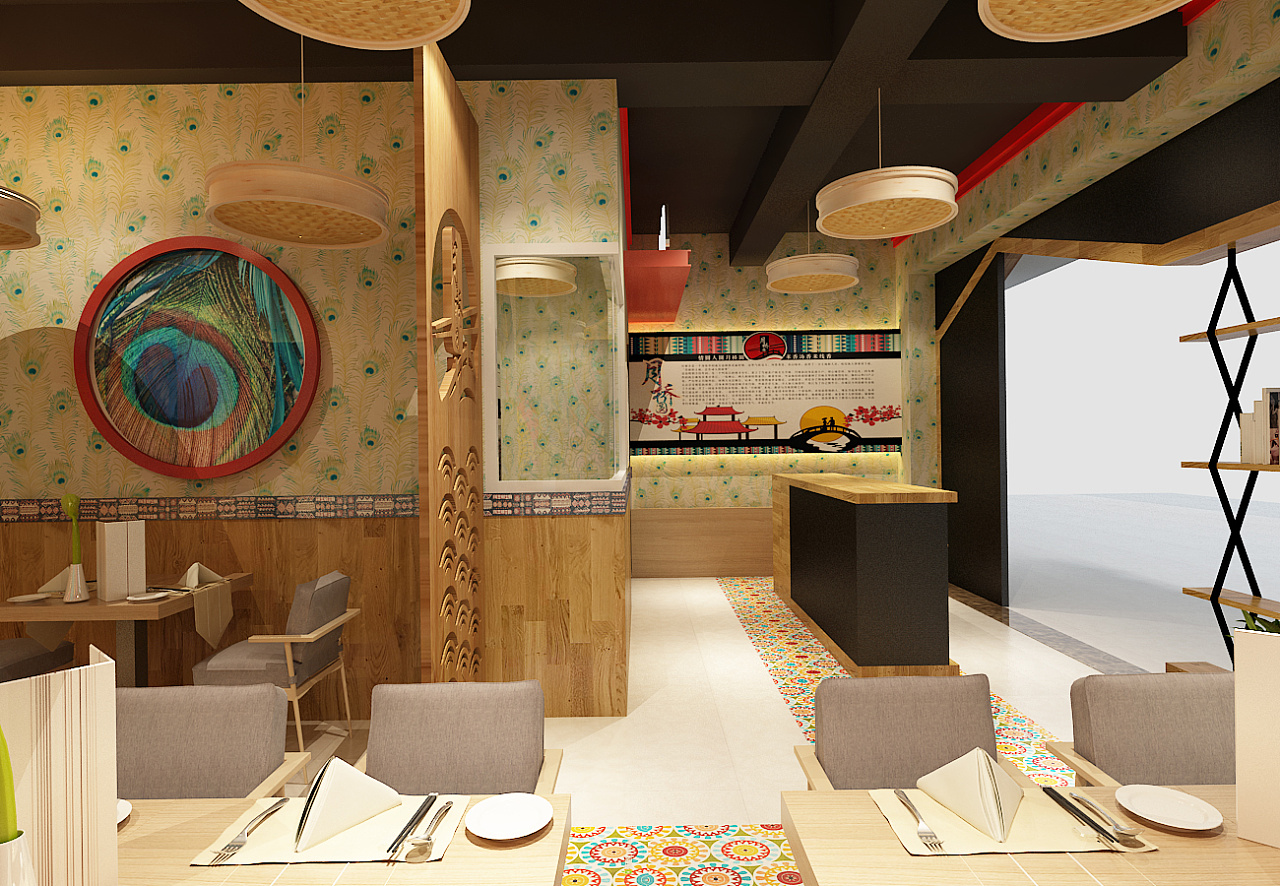 一家米线店设计效果图 餐饮设计 米线店照片