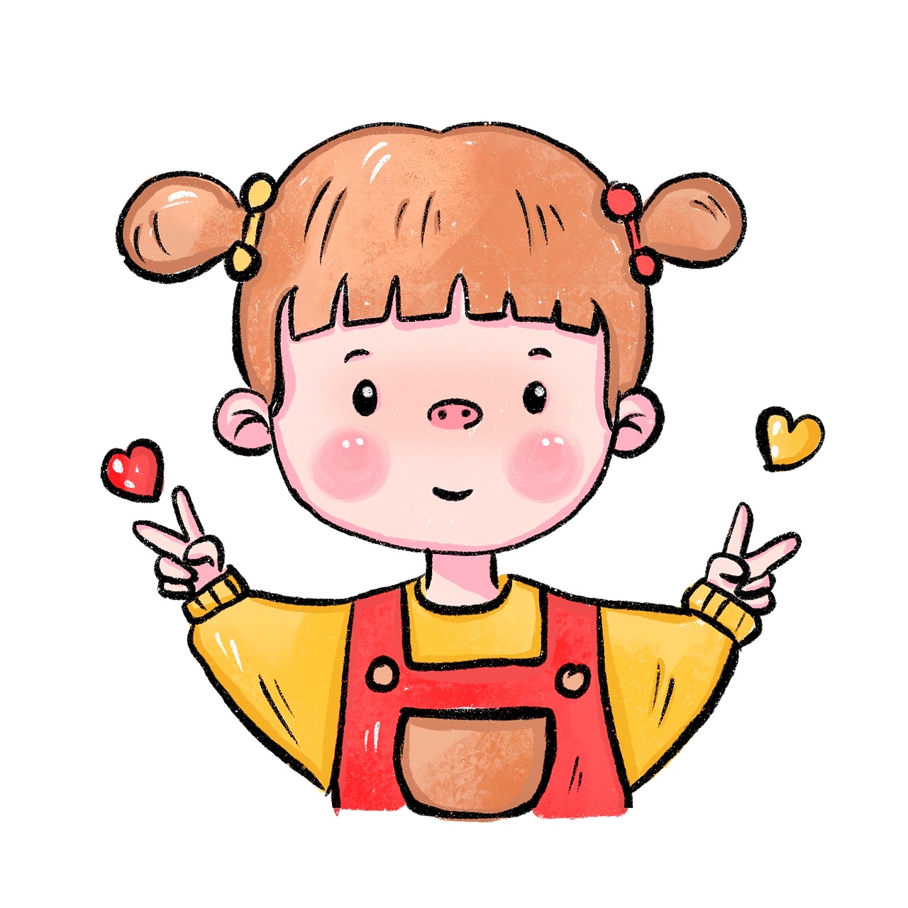 花栀子插画:红色系可爱女生头像