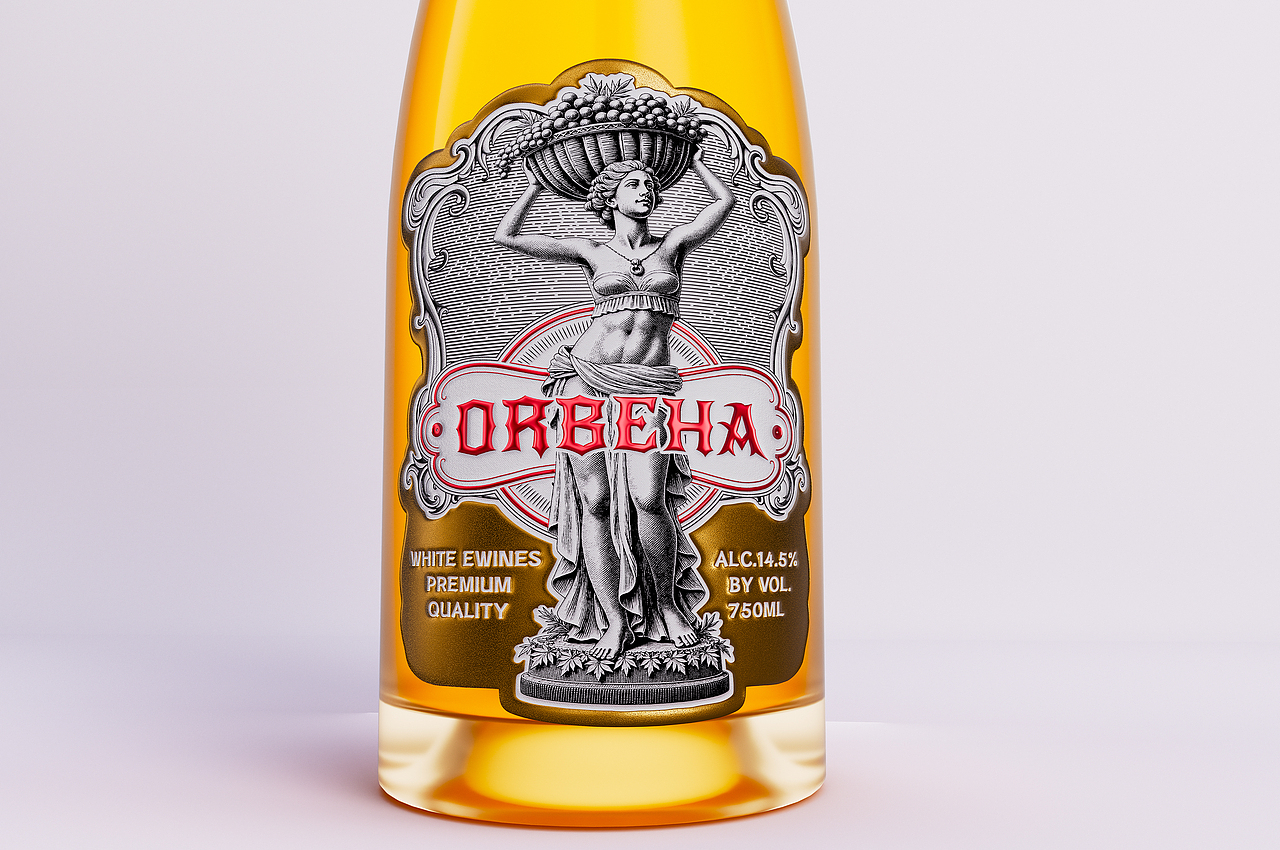 给国外的客户设计的一款白葡萄酒包装