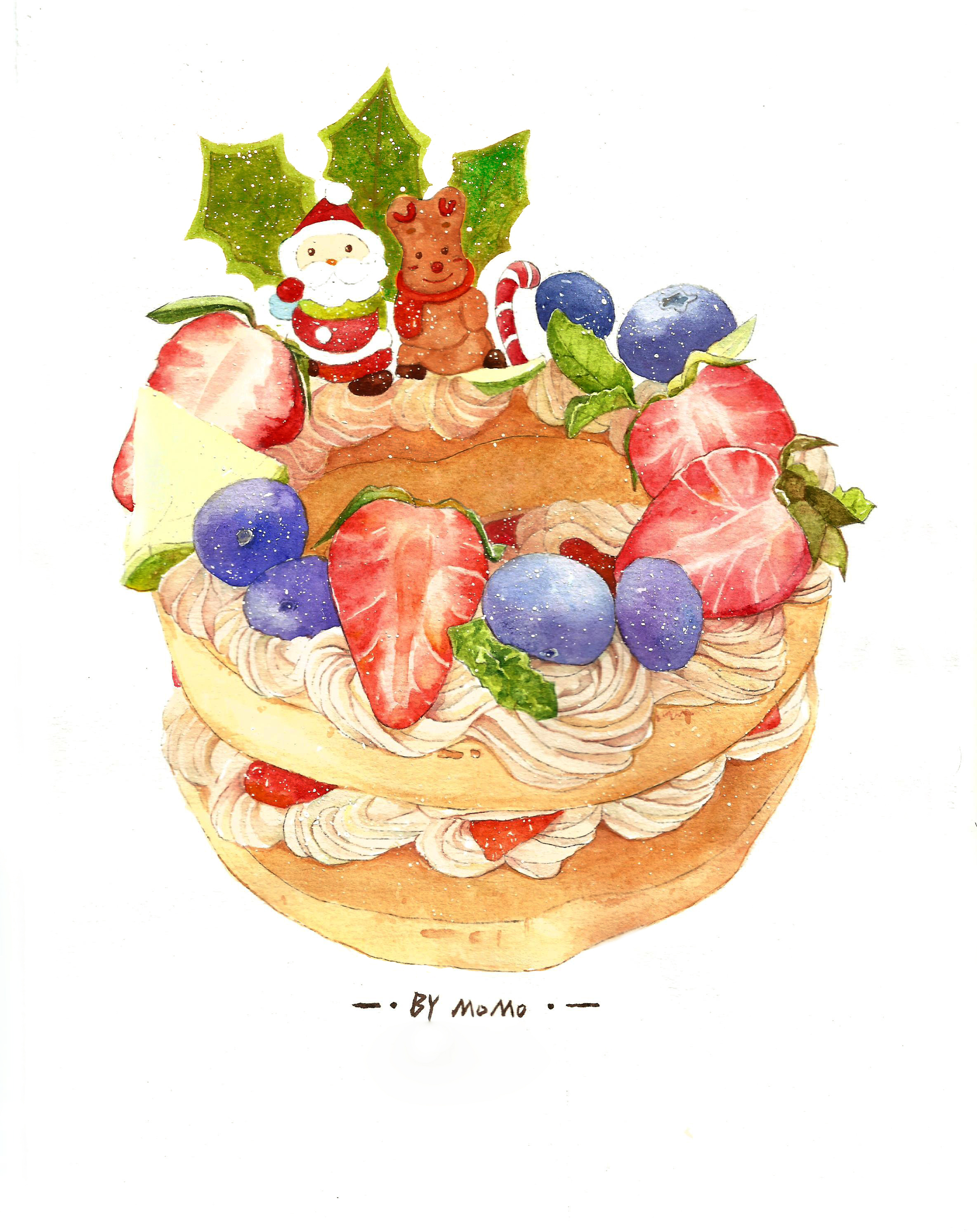 圣诞节蛋糕|插画|插画习作|mo桃mo - 原创作品 - 站酷 (zcool)