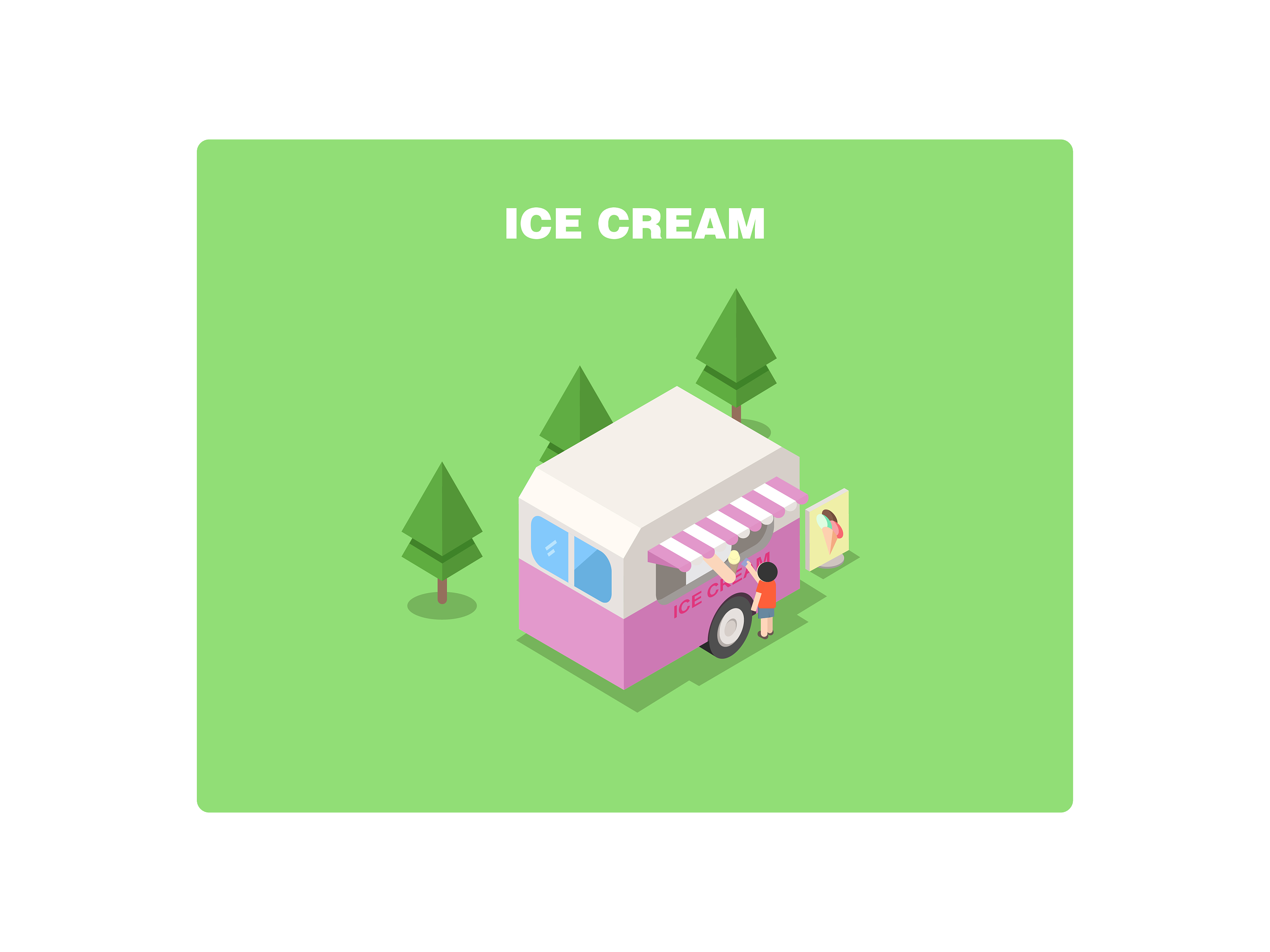 临摹2.5d 夏日 冰激凌售卖车